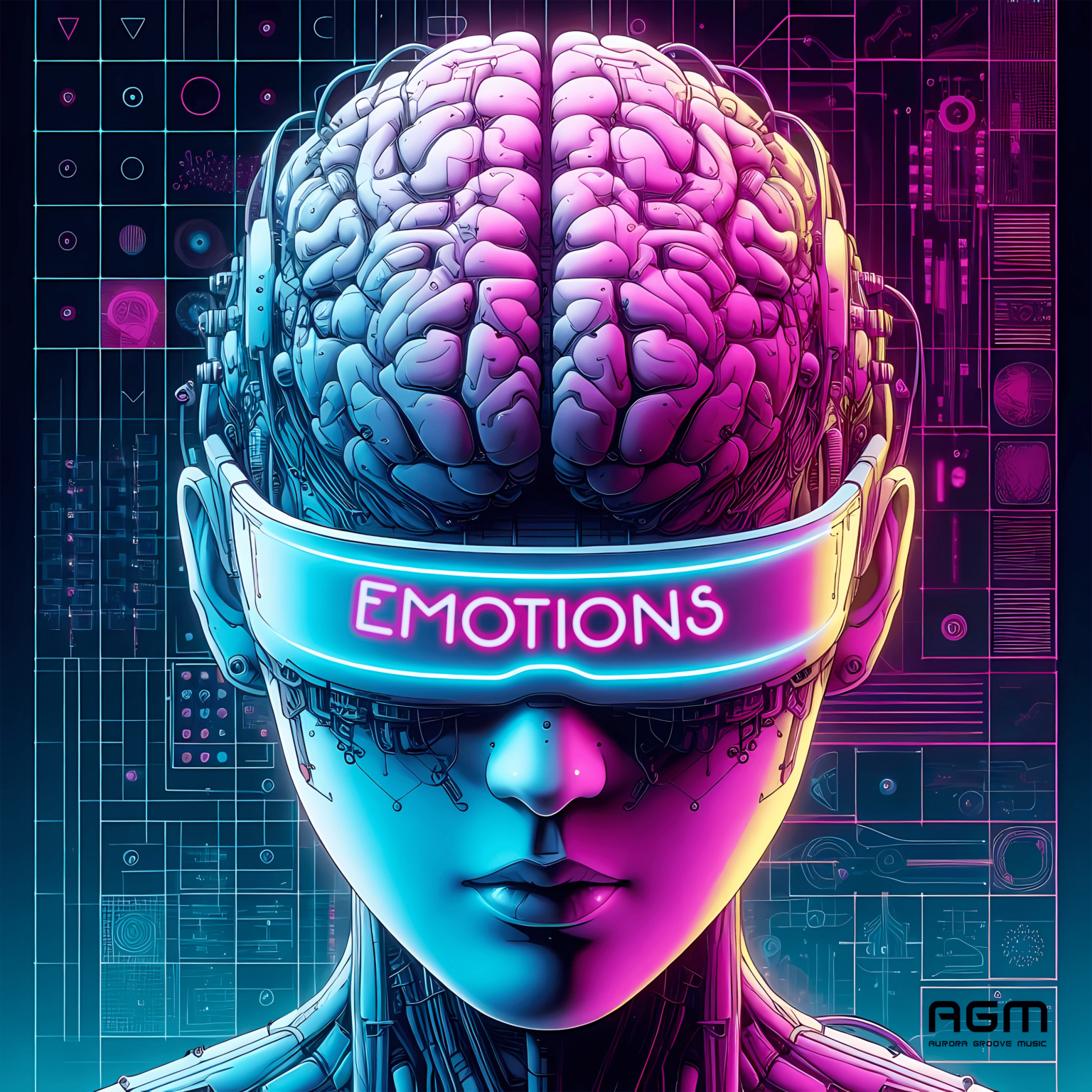 "Cover of the single Emotions, electronic music with an 80s style."